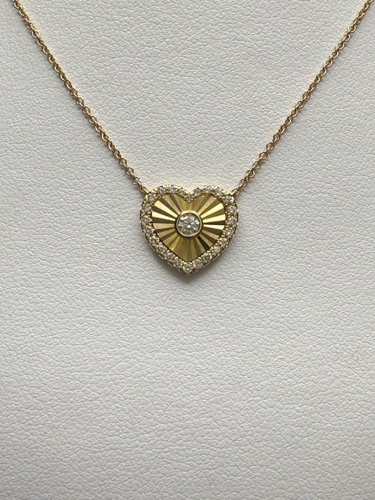 14k Heart Necklace W/Natural Diamonds