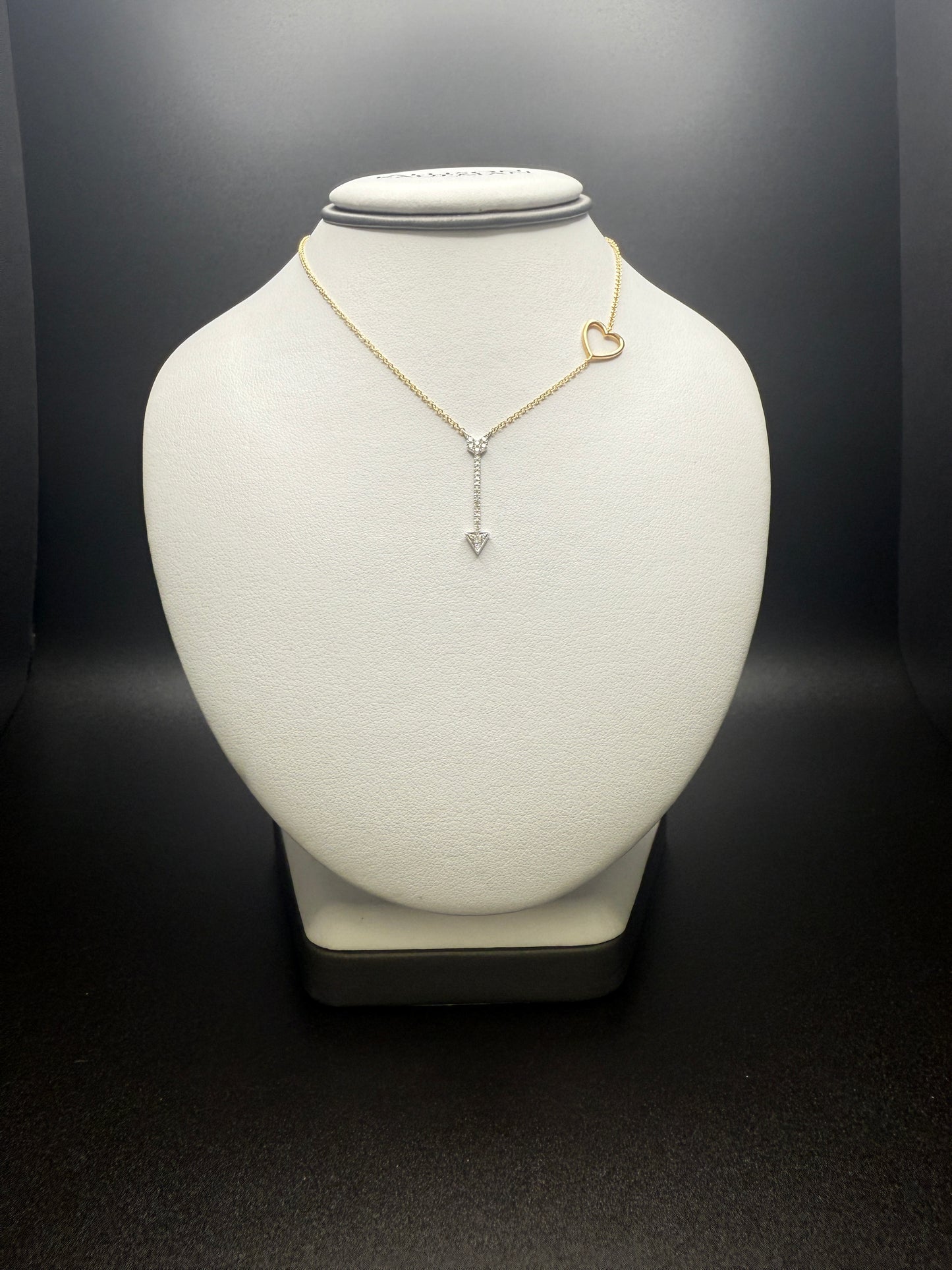Arrow and Heart Necklace W/ Natural Diamonds