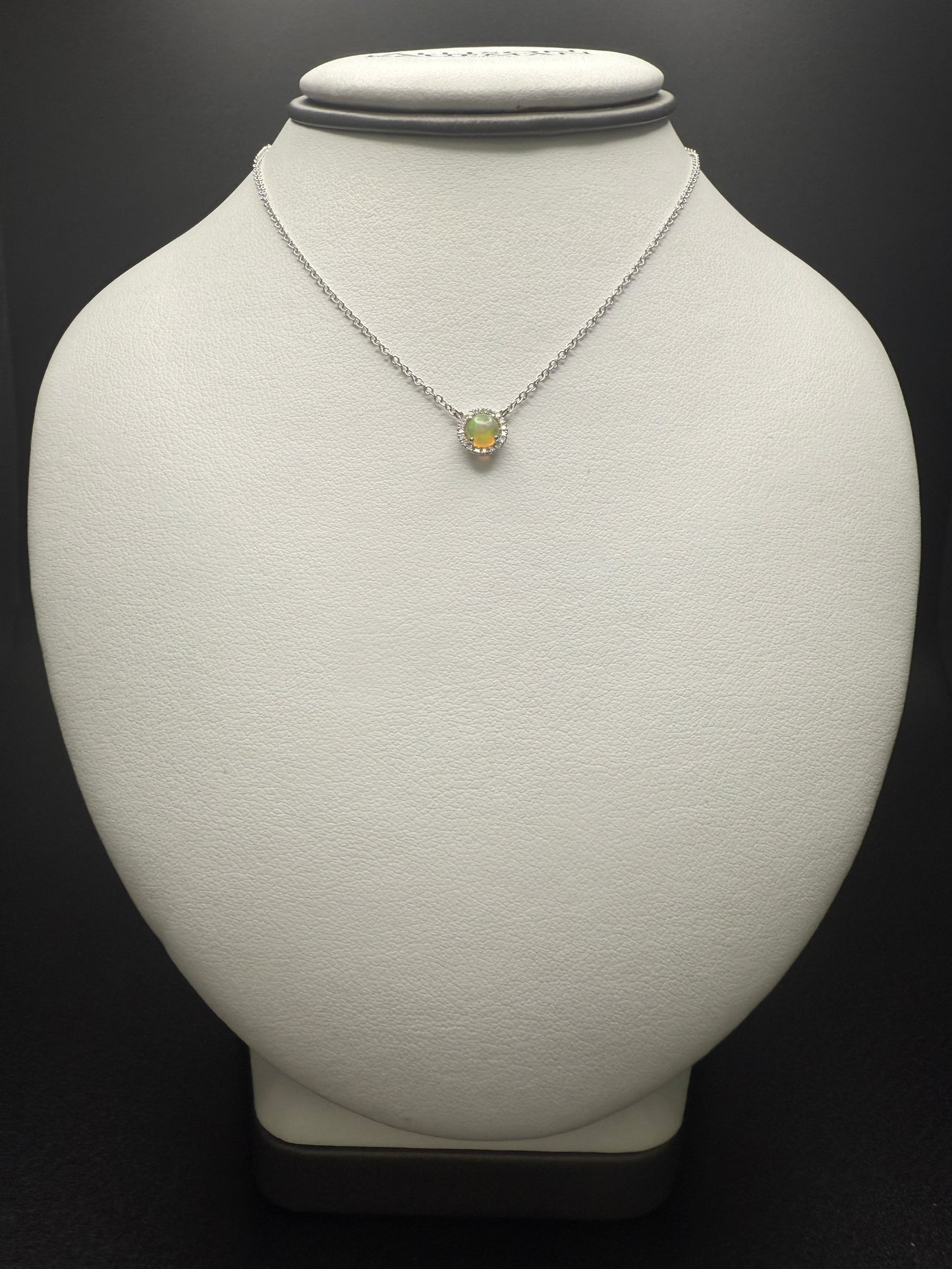 Opal Necklace W/ Natural Diamonds