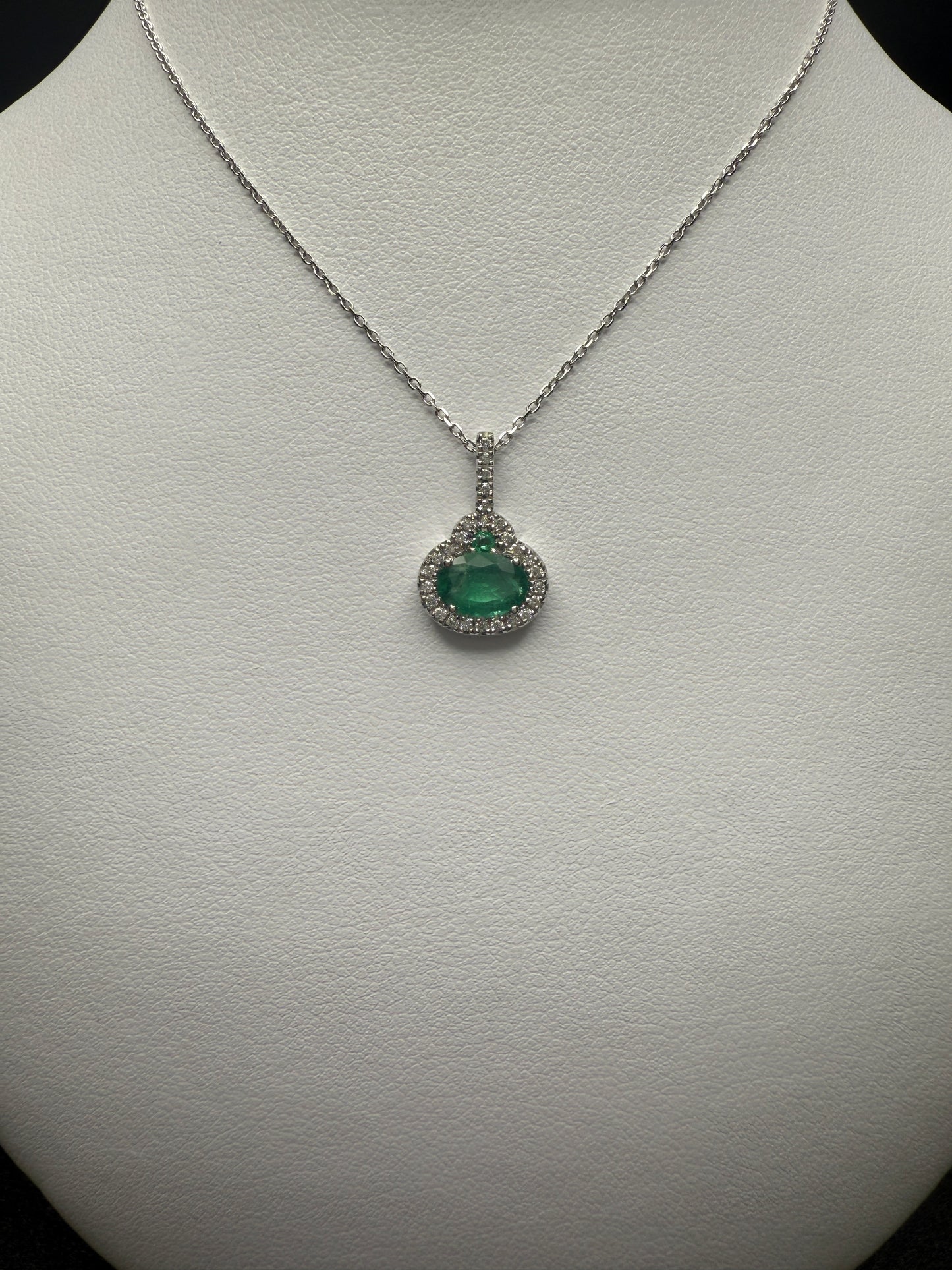 Emerald Oval Necklace W/ Natural Diamonds