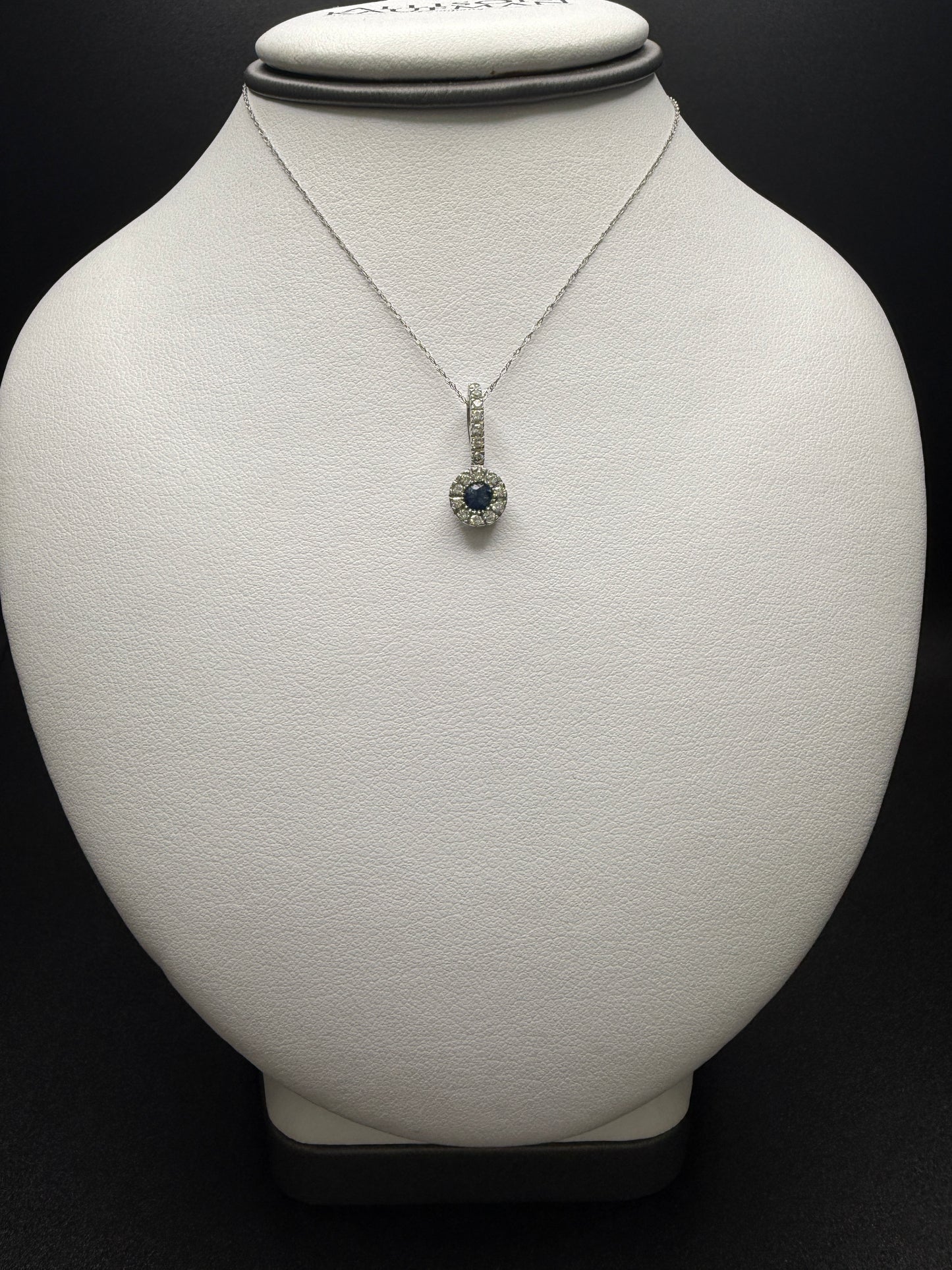 Round Sapphire Necklace W/ Natural diamonds