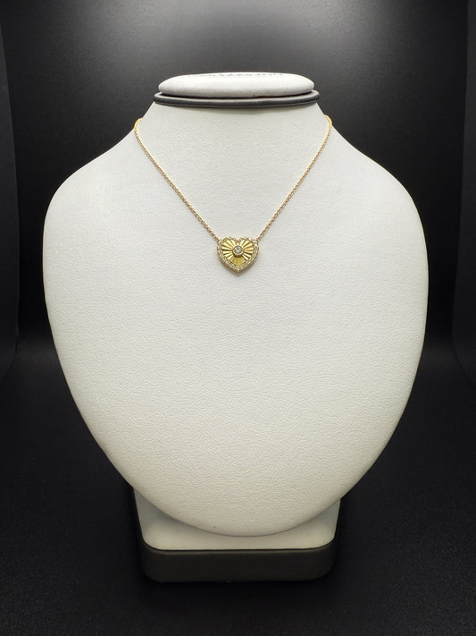 14k Heart Necklace W/Natural Diamonds