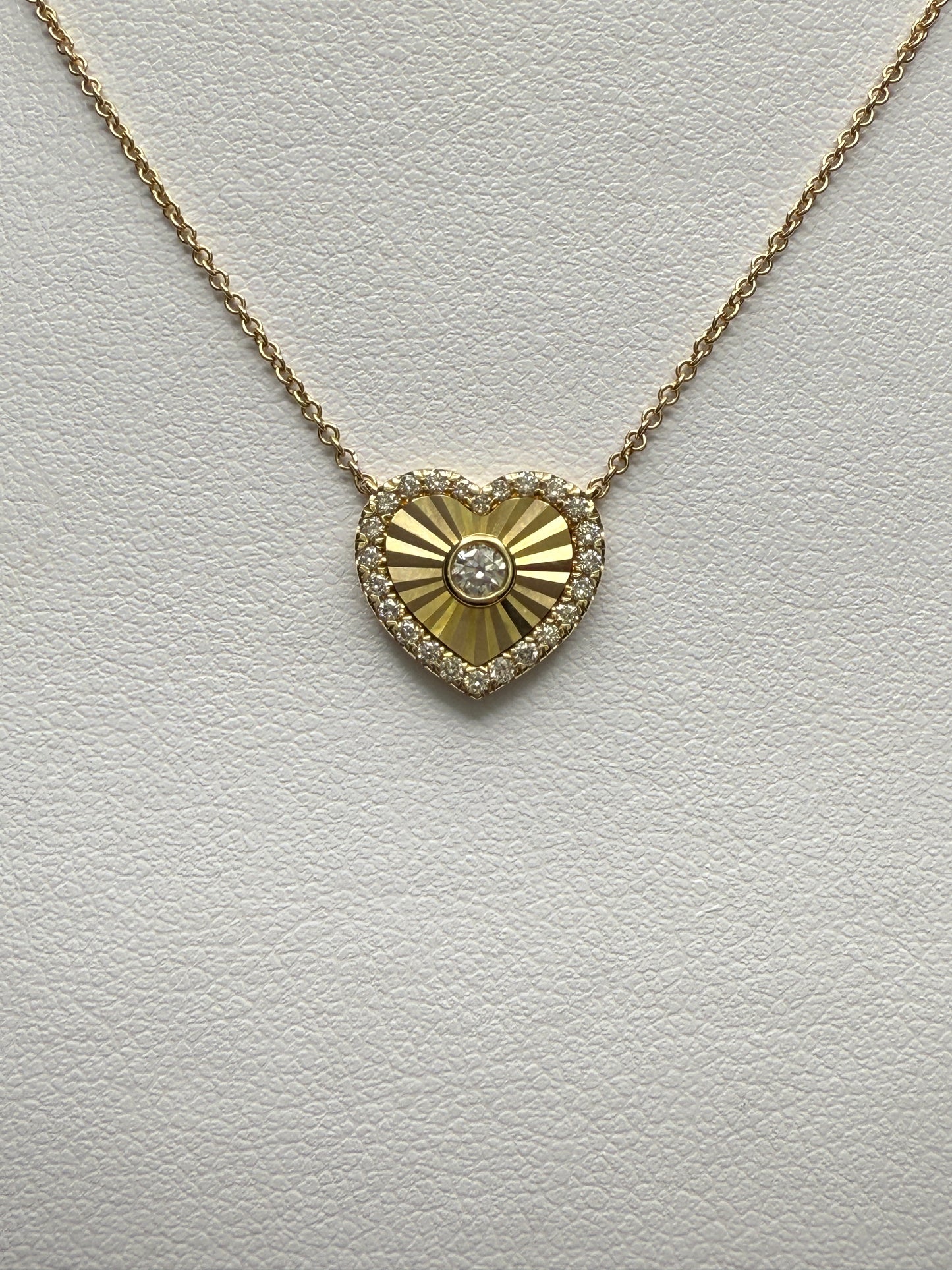 14k Heart Necklace W/Natural Diamonds