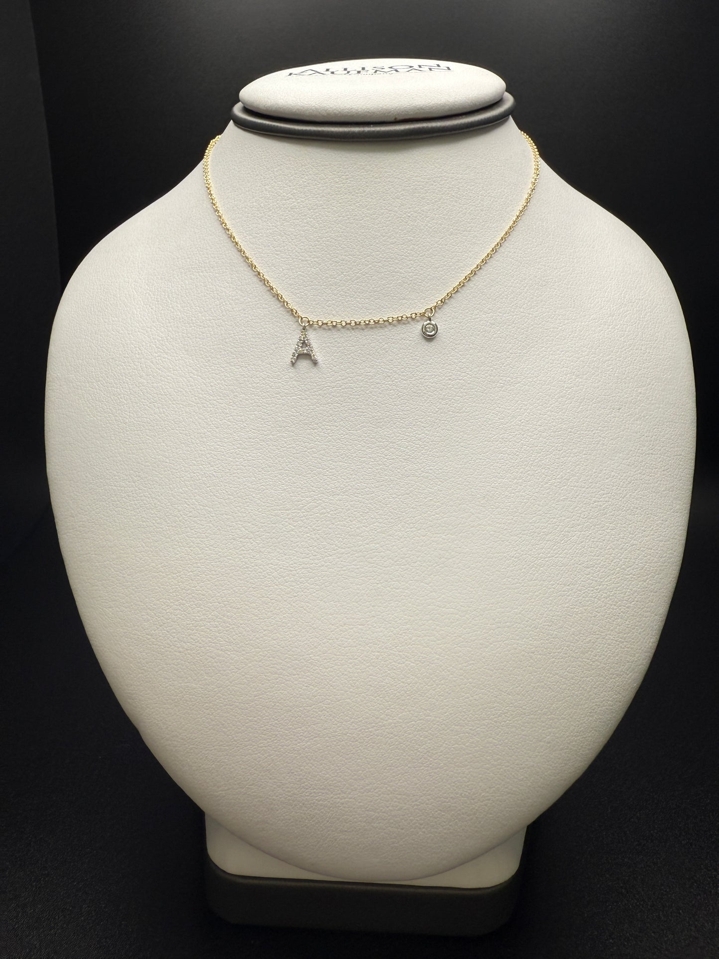 14k “A” Pendant Necklace W/ Natural Diamonds