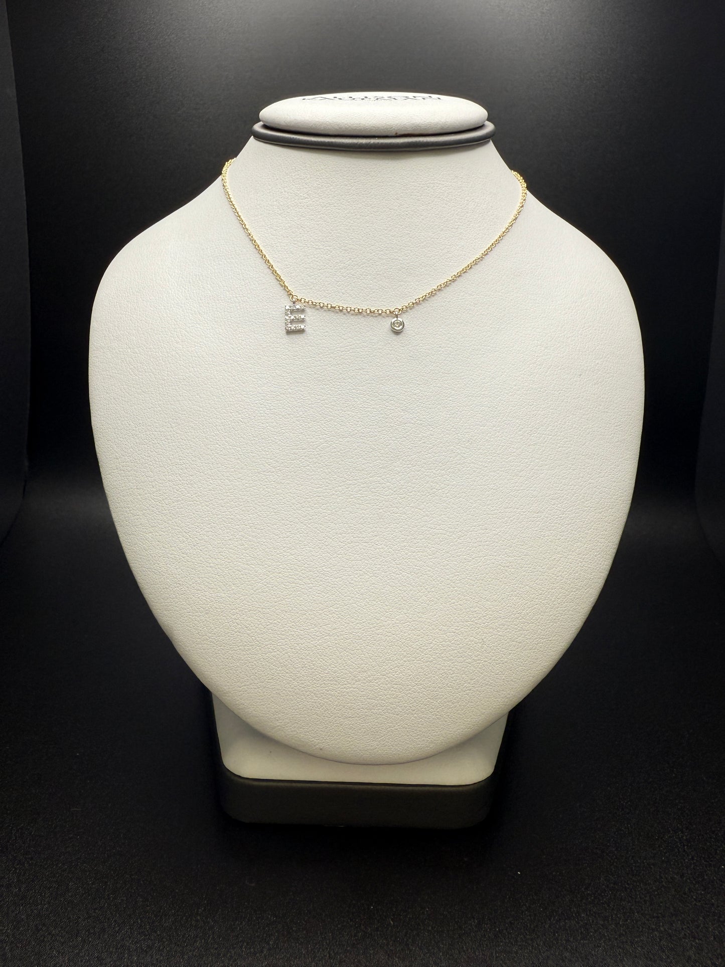 14k “E” Pendant Necklace W/Natural Diamonds