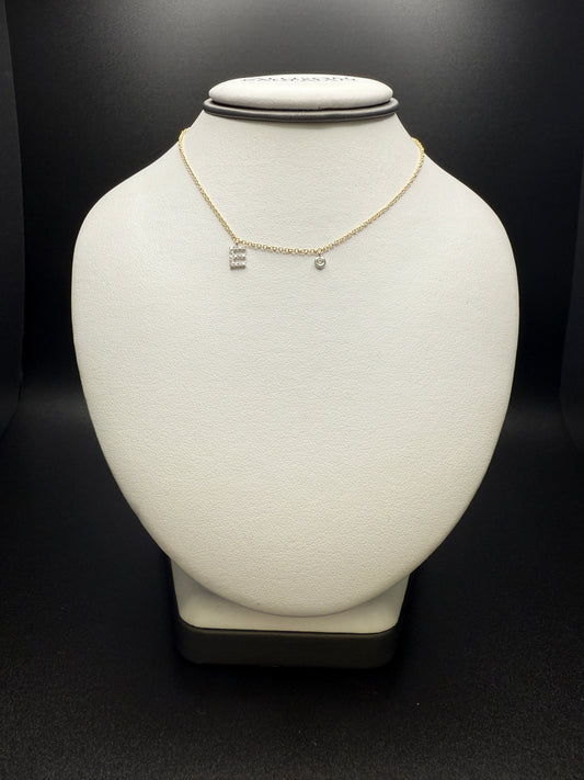 14k “E” Pendant Necklace W/Natural Diamonds