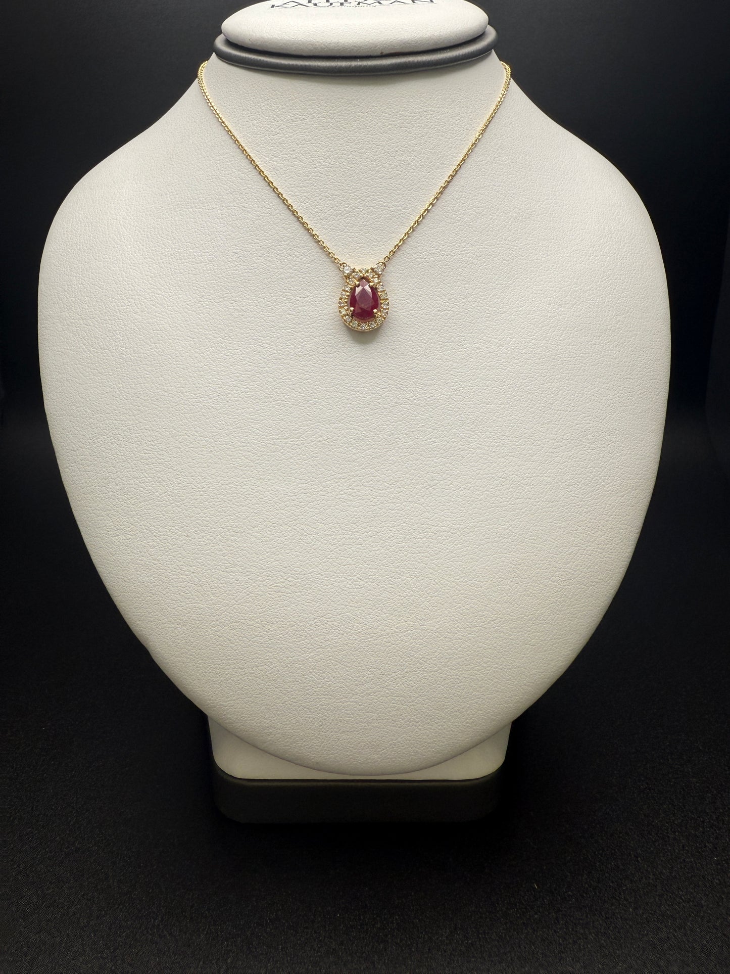 Ruby Pendant W/ Natural Diamonds Necklace