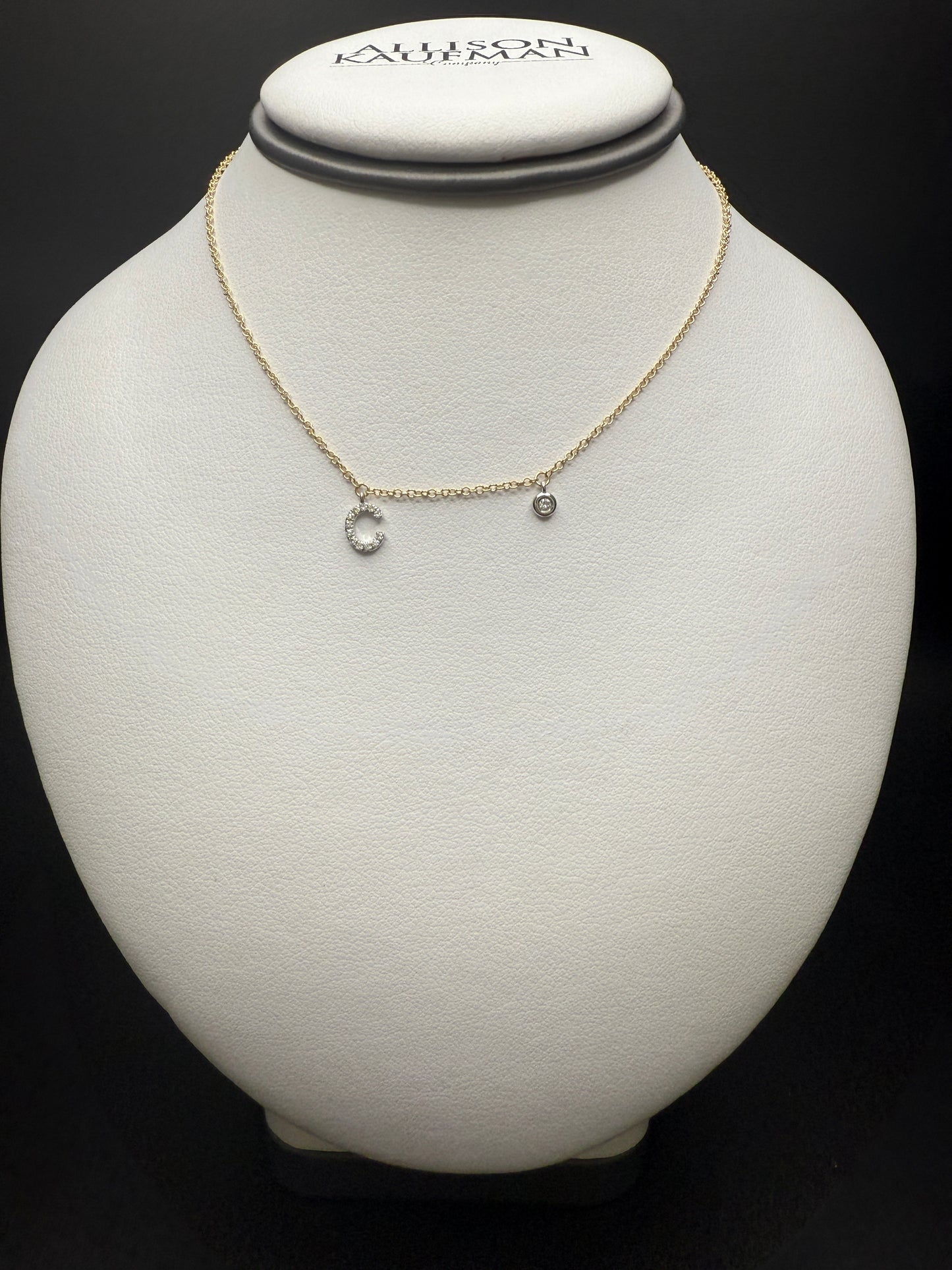 14k “C” Necklace W/Natural Diamonds