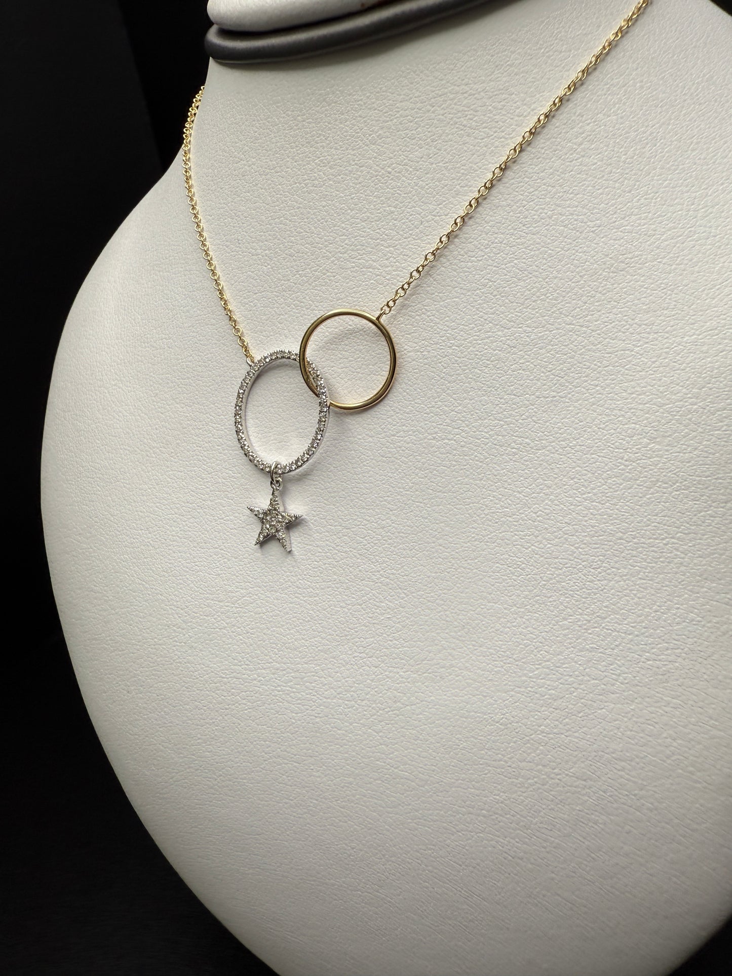 Star and Hoop Necklace W/ Natural Diamonds