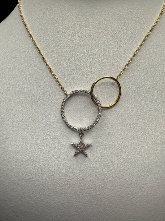 Star and Hoop Necklace W/ Natural Diamonds