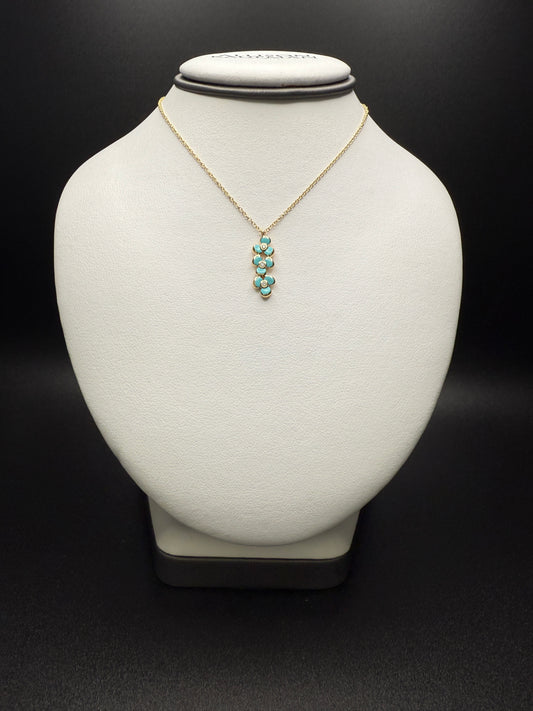 Turquoise Flower Necklace W/ Natural Diamonds￼