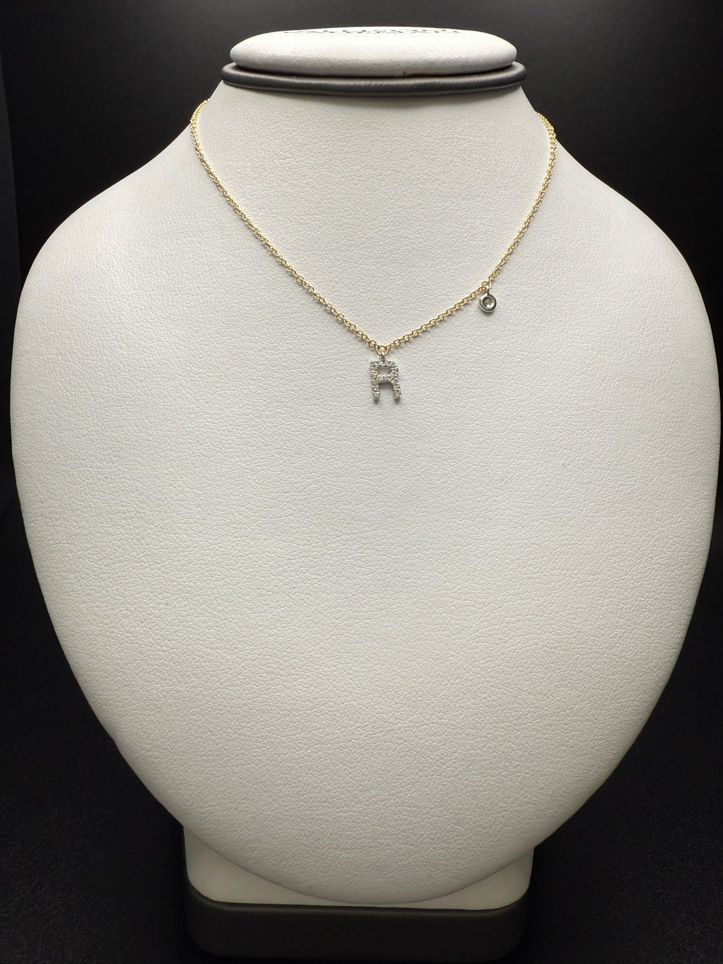 14k “R” Pendant W/Natural Diamonds