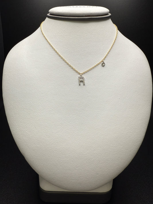 14k “R” Pendant W/Natural Diamonds