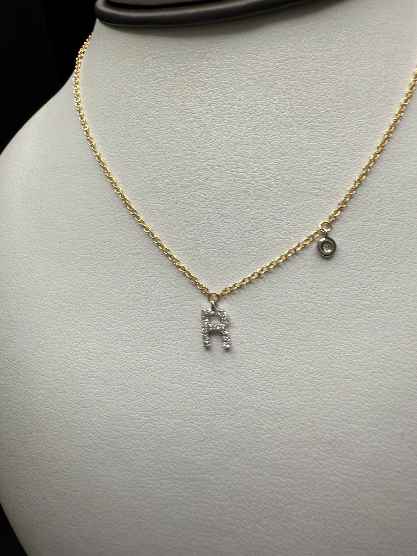 14k “R” Pendant W/Natural Diamonds