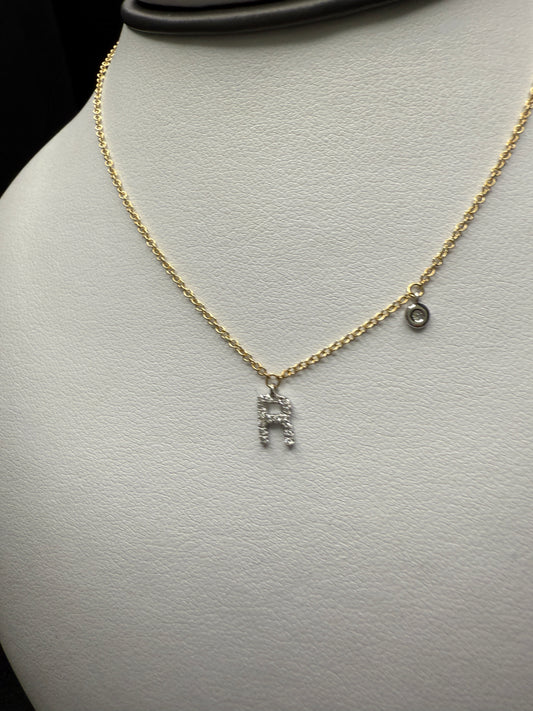 14k “R” Pendant W/Natural Diamonds