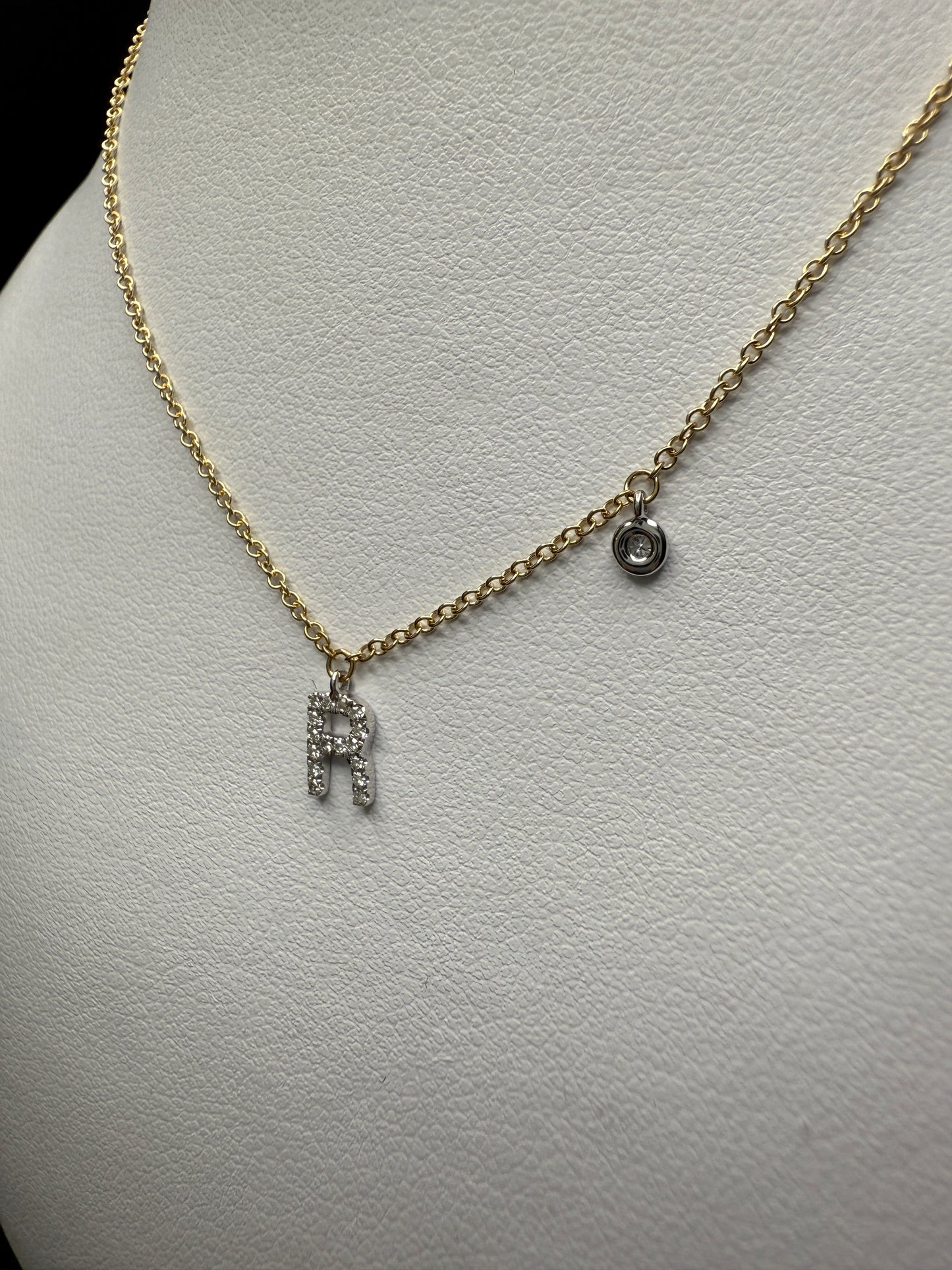 14k “R” Pendant W/Natural Diamonds
