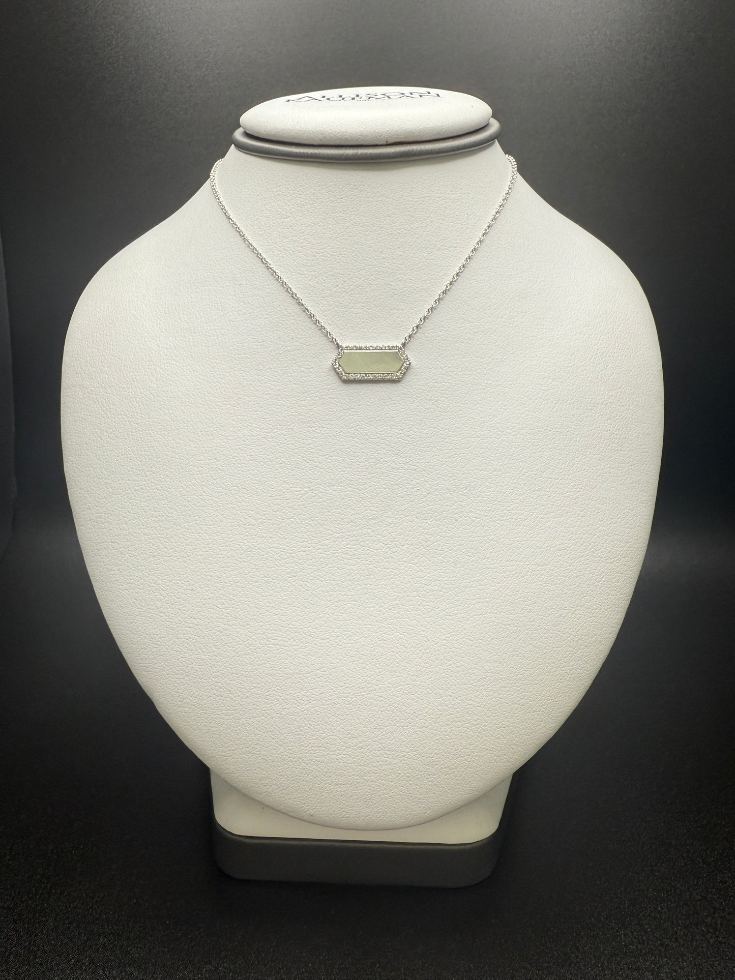 Hexagon Engraving Necklace W/Natural Diamonds