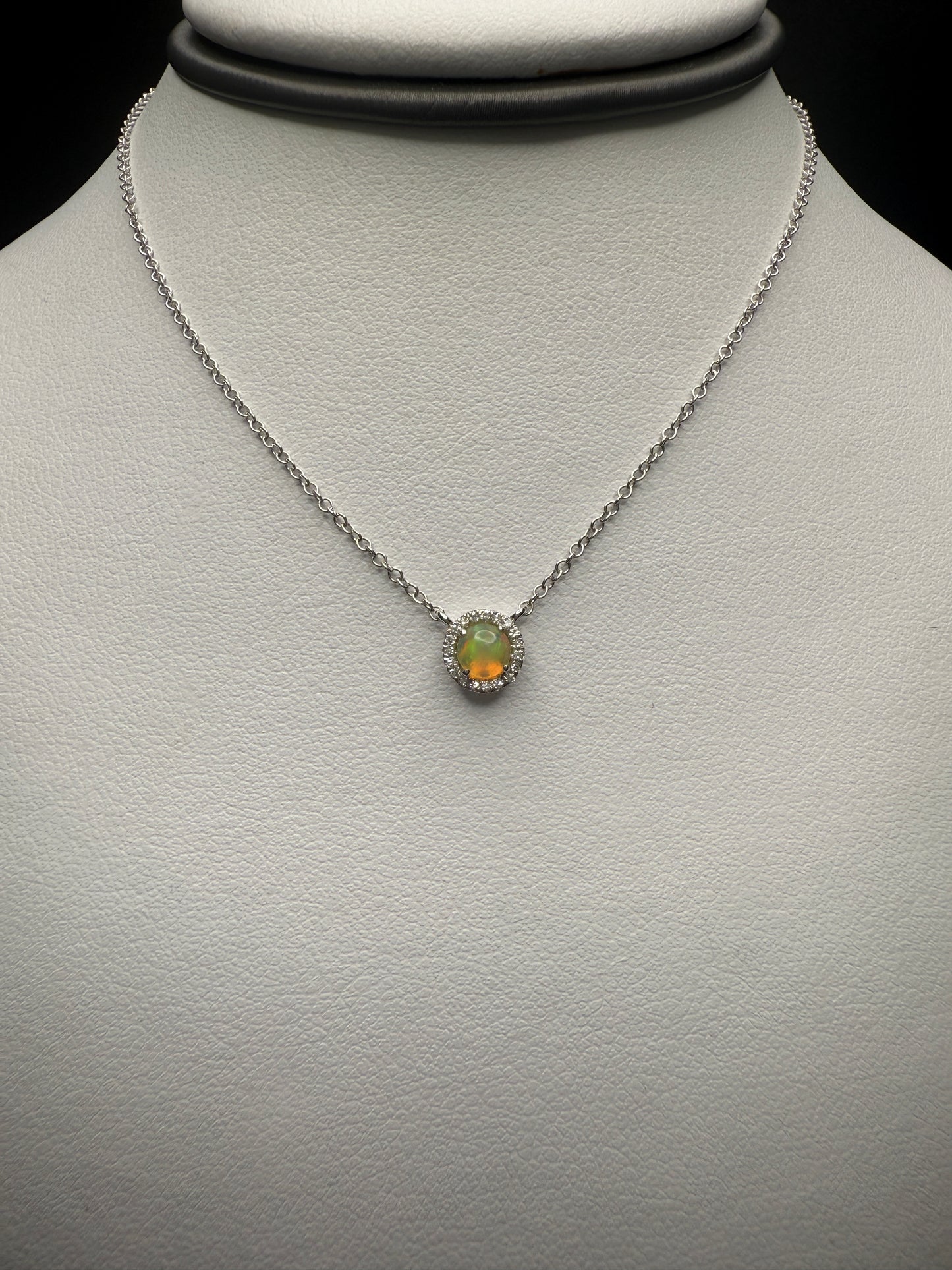 Opal Necklace W/ Natural Diamonds