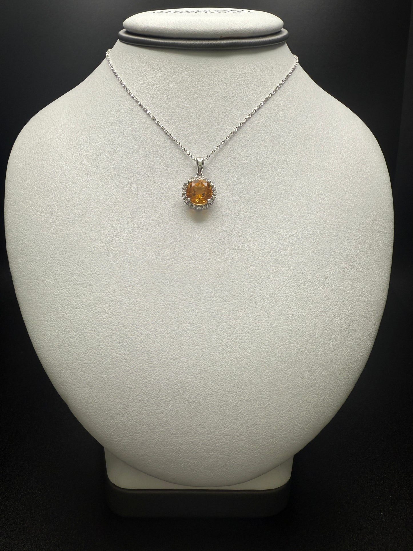 Citrine Necklace W/Natural Diamonds