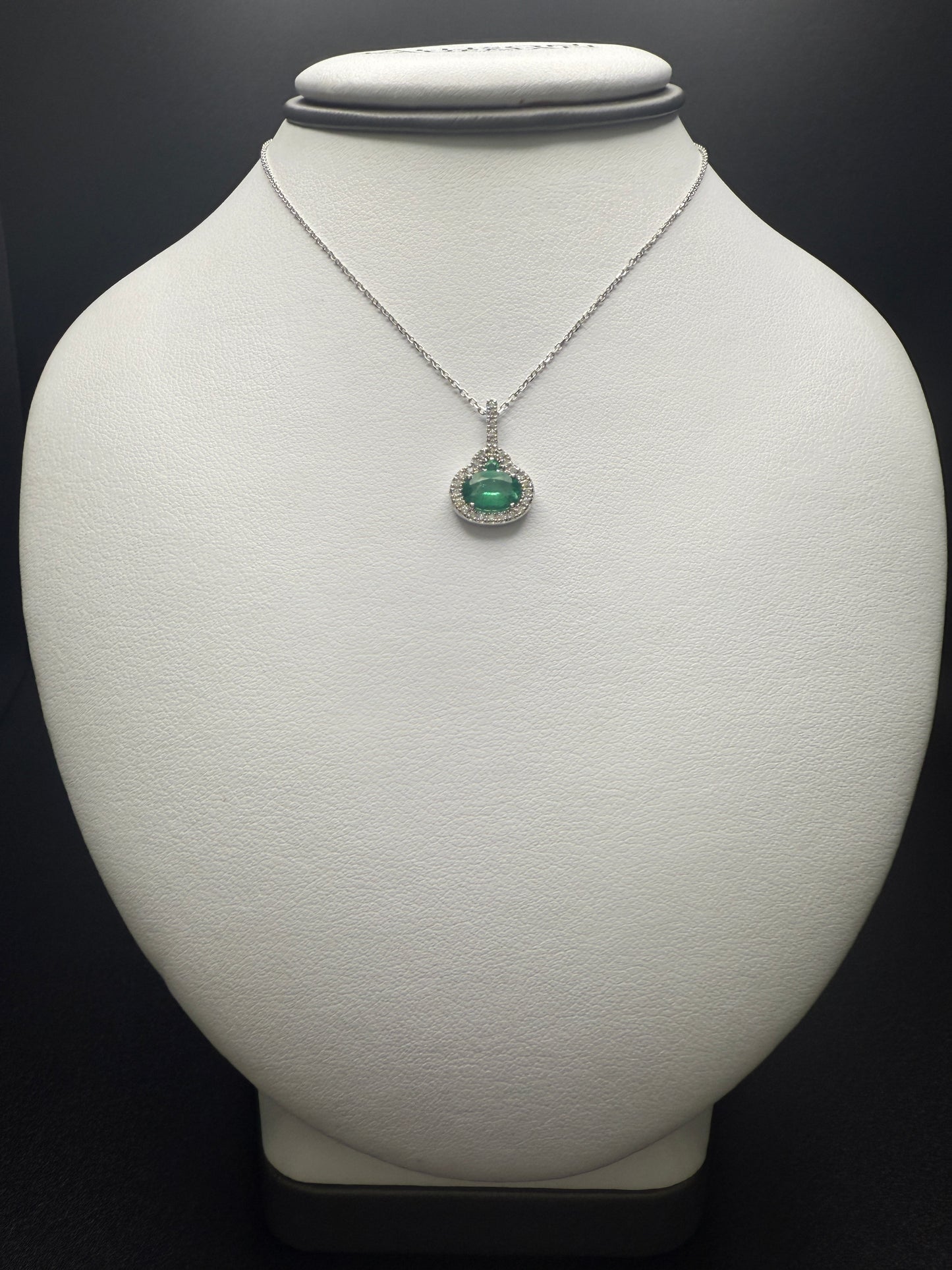 Emerald Oval Necklace W/ Natural Diamonds