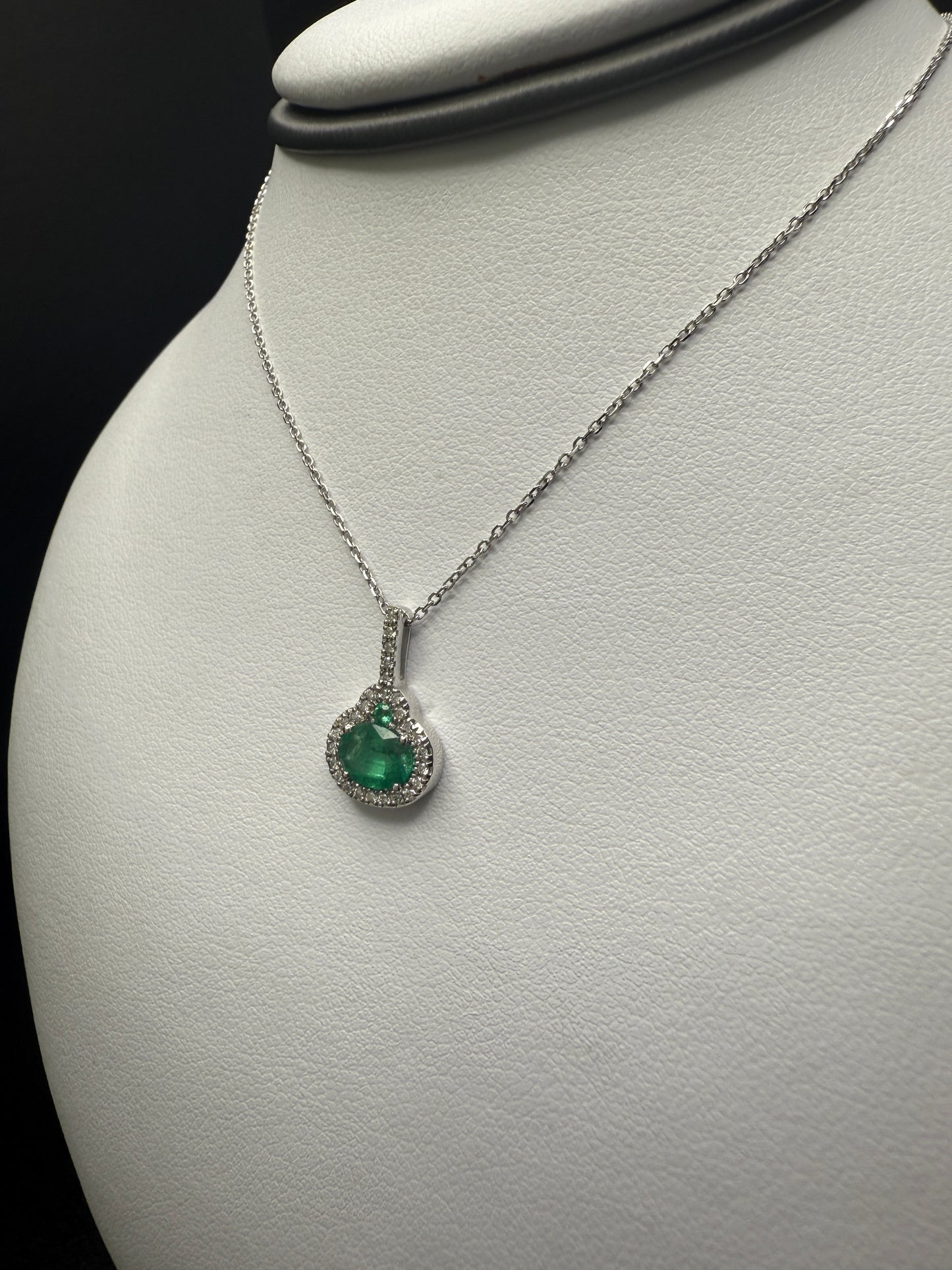Emerald Oval Necklace W/ Natural Diamonds