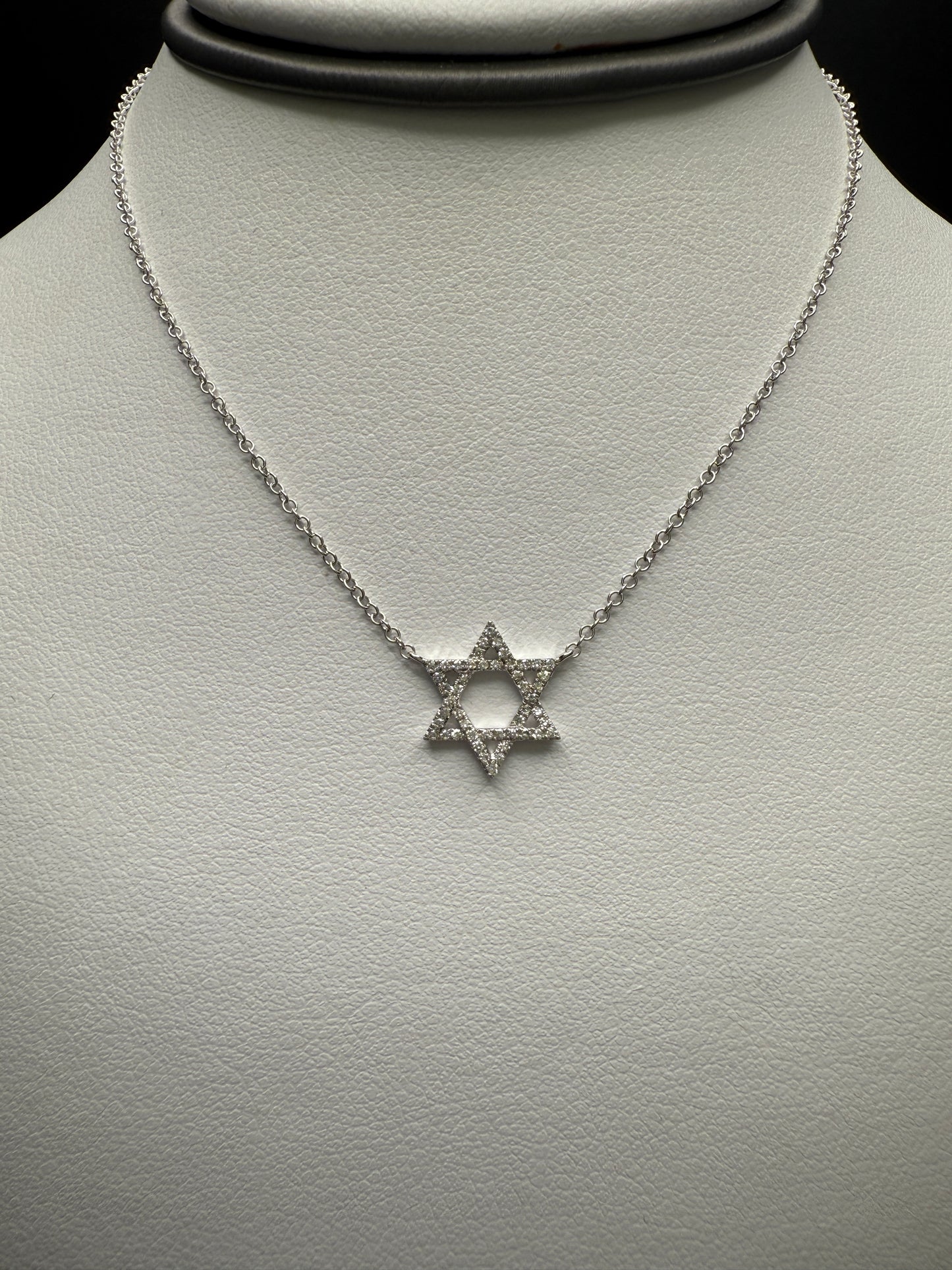 Star Of David Necklace W/ Natural Diaminds