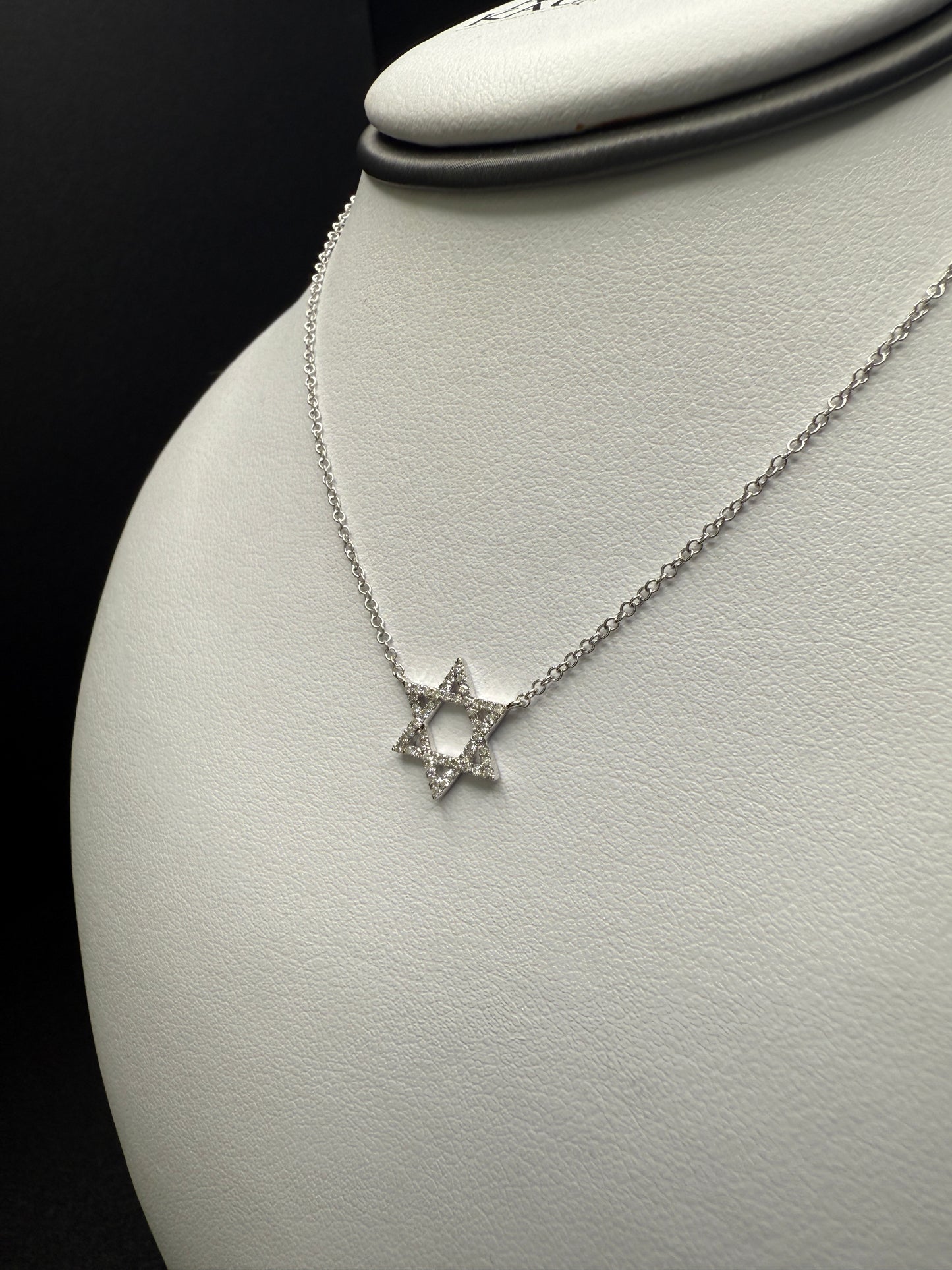 Star Of David Necklace W/ Natural Diaminds