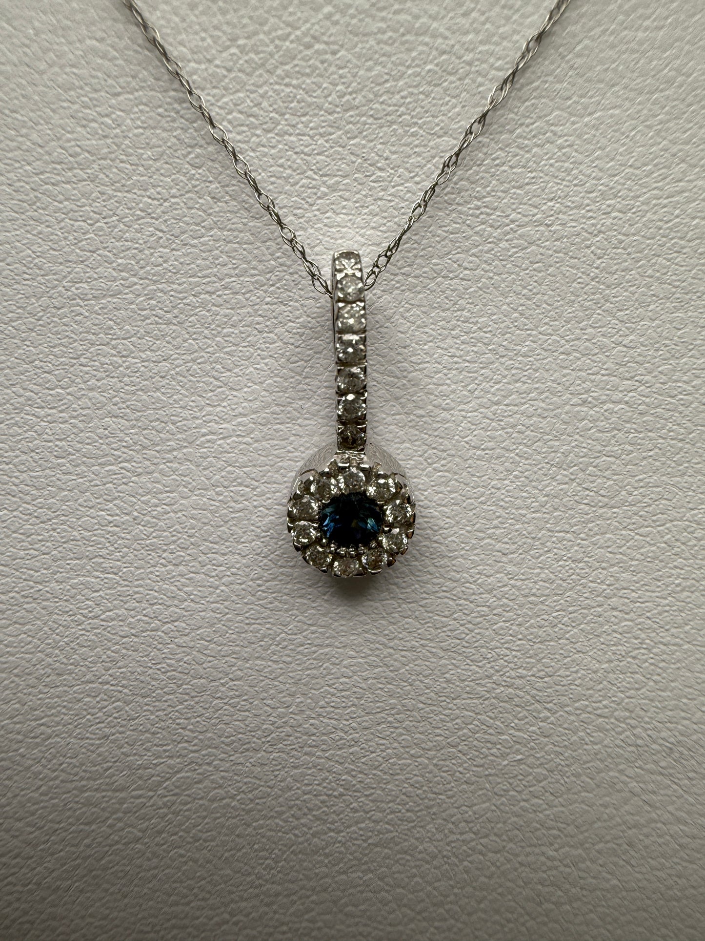 Round Sapphire Necklace W/ Natural diamonds