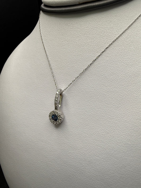 Round Sapphire Necklace W/ Natural diamonds