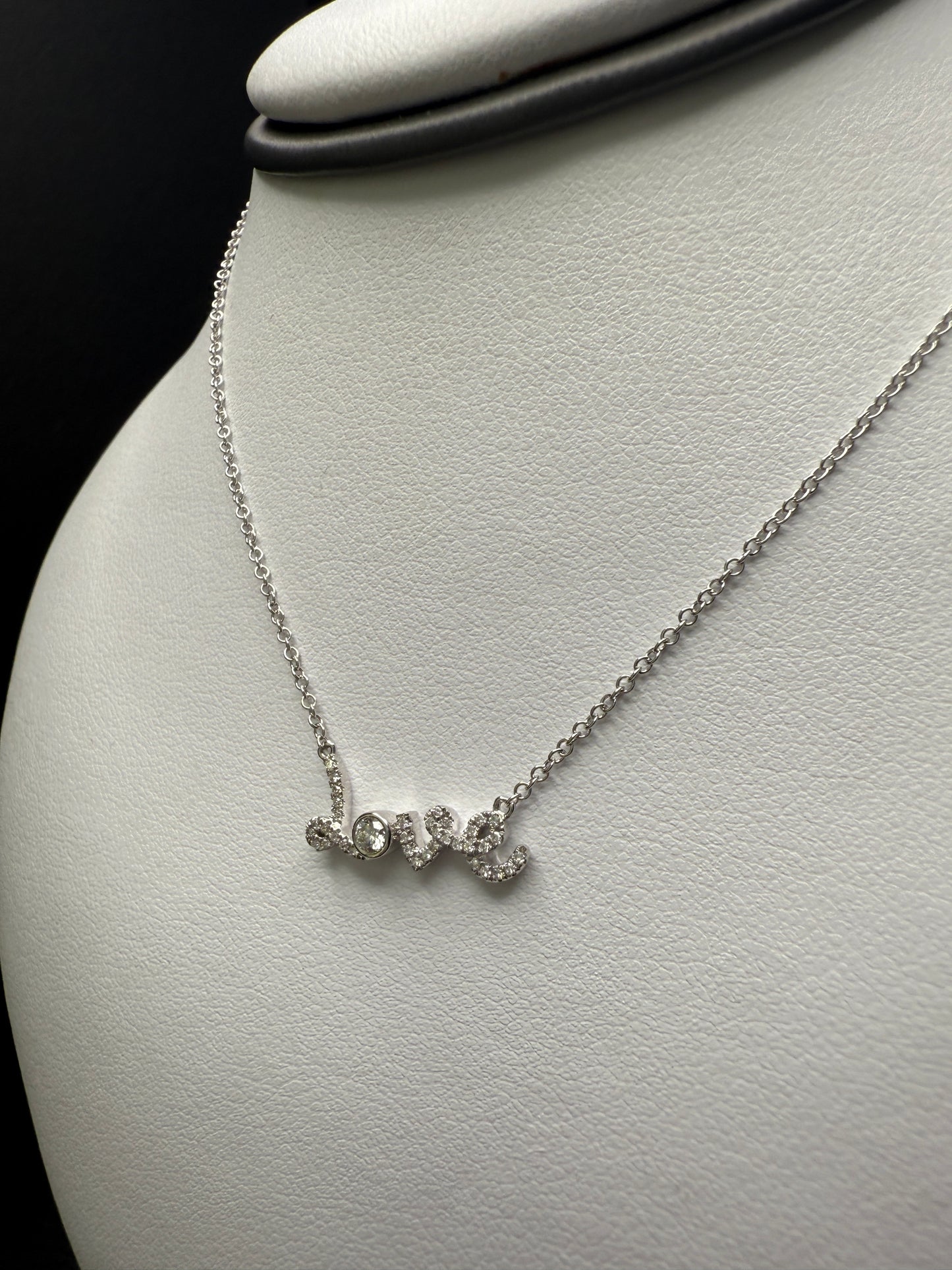 “Love” Necklace W/ Natural Diamonds