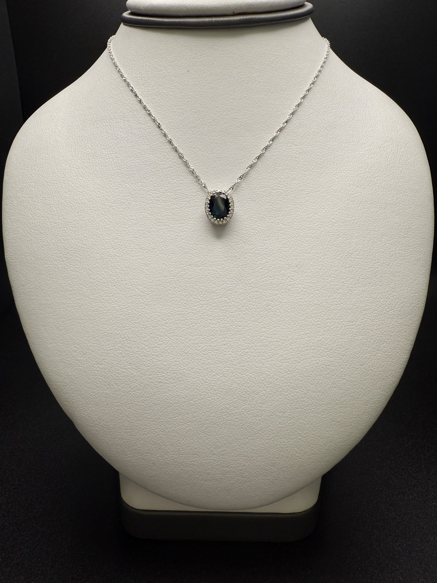 Oval Sapphire Necklace W/ Natural Diamonds