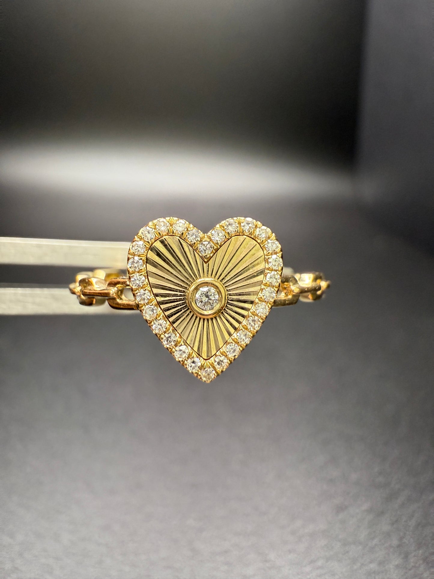Heart Ring W/ Diamond Center