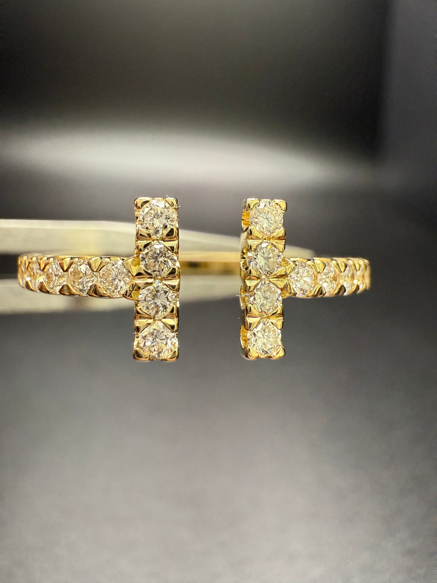 Double Bar Pavé Diamond Ring