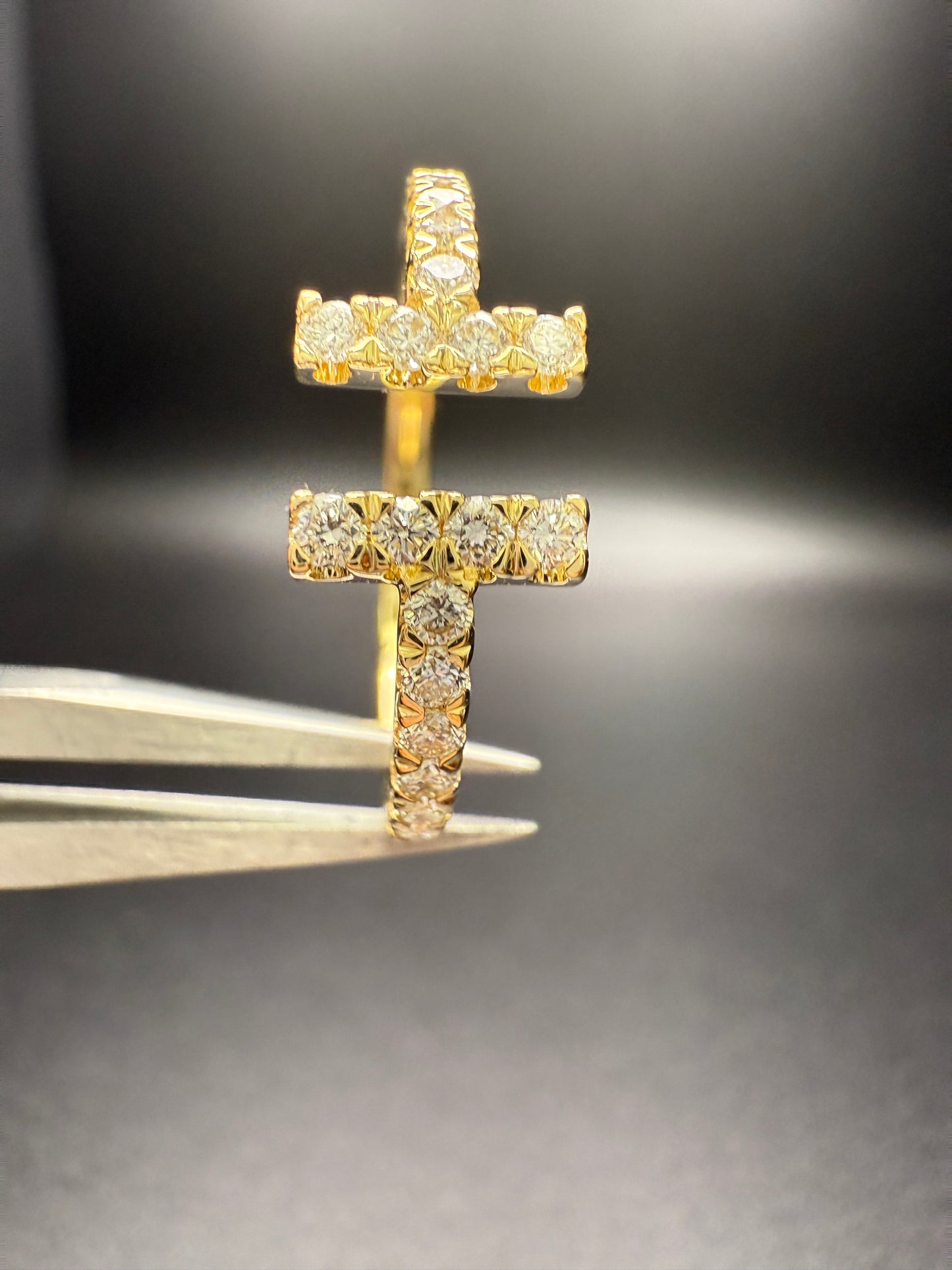 Double Bar Pavé Diamond Ring