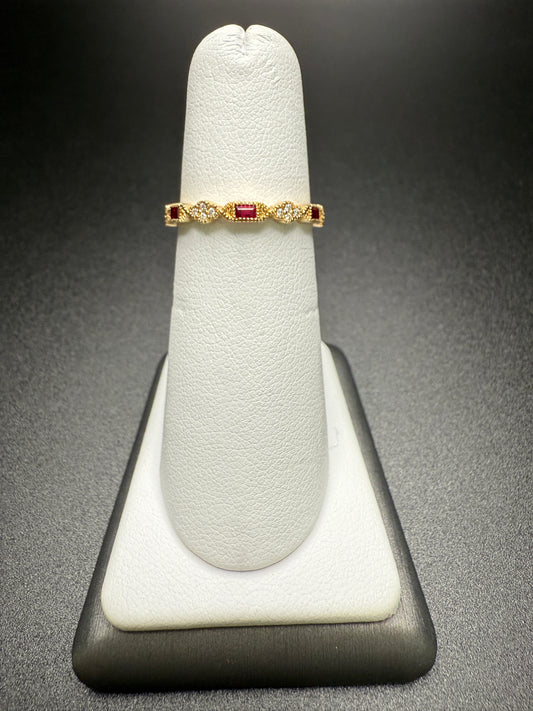 3 Ruby Diamond Band